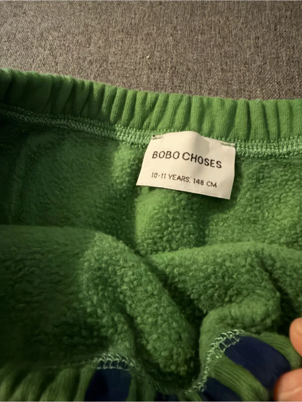 Bobo Choses Green Skirt with Navy Vertical Stripes